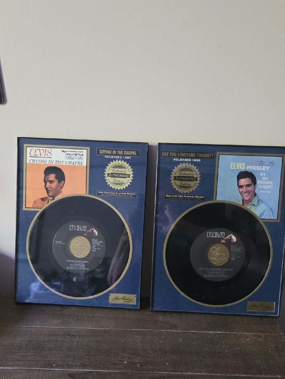 4 Elvis RCA Records In Frame Selling 80.00 For All 4 Or 25.00 Each.